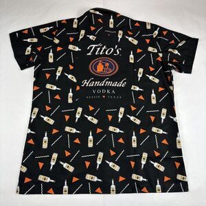 Titos Vodka Button Up Shirt Womens M Button Up Short Sleeve Cocktail Martini NEW